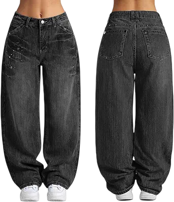 Women’s Mid High Waisted Wide Leg Jeans